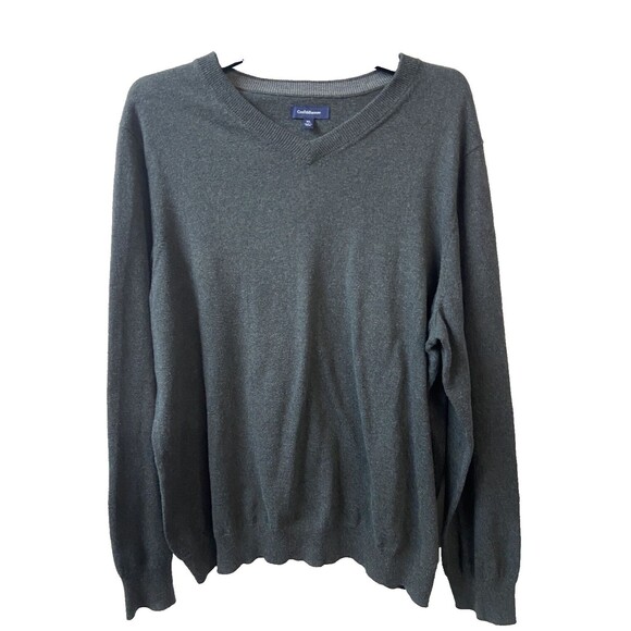 Croft & Barrow Sweater Mens Size XL Dark Gray Pullover V Neck - Picture 1 of 6